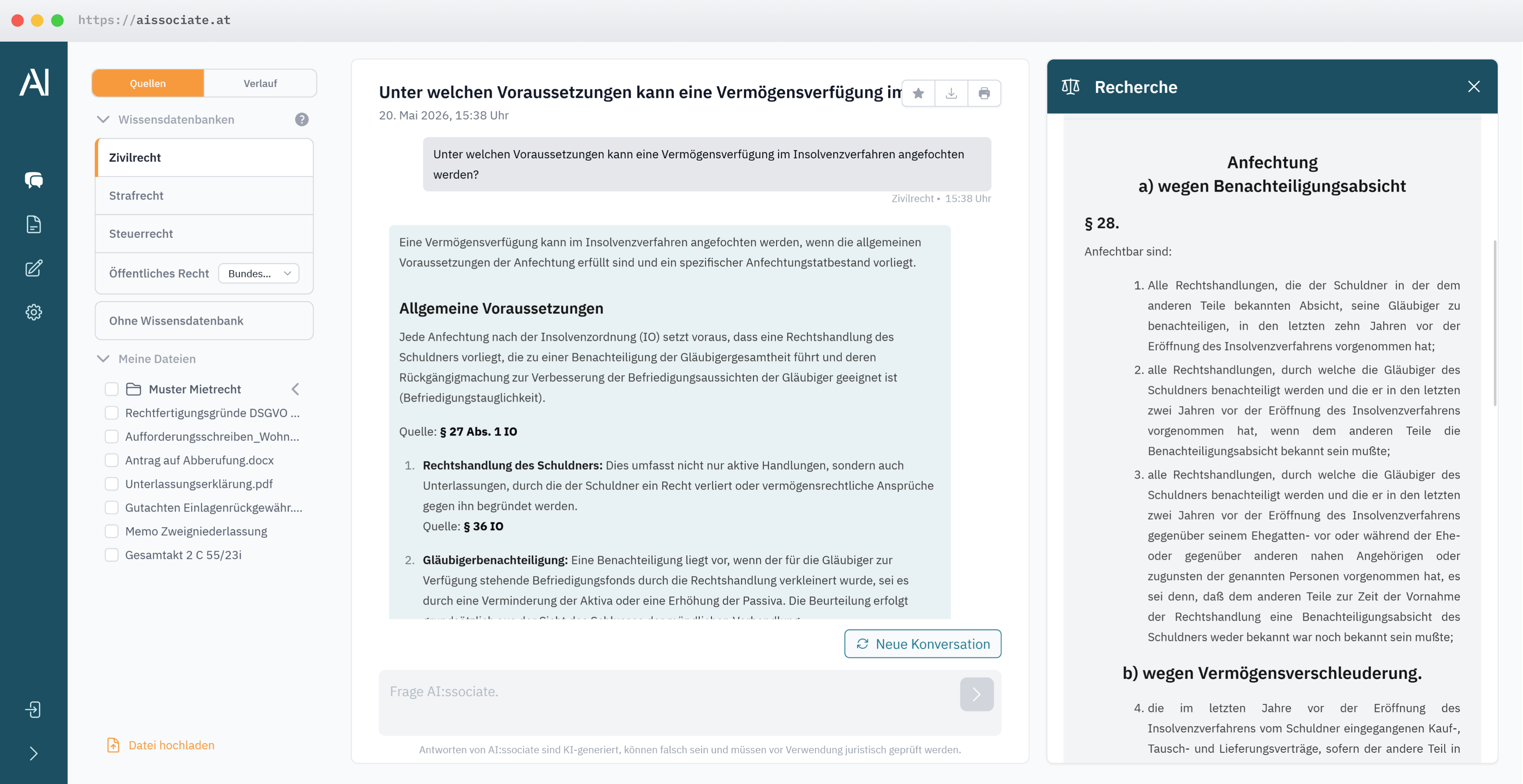 Screenshot der Benutzeroberfläche